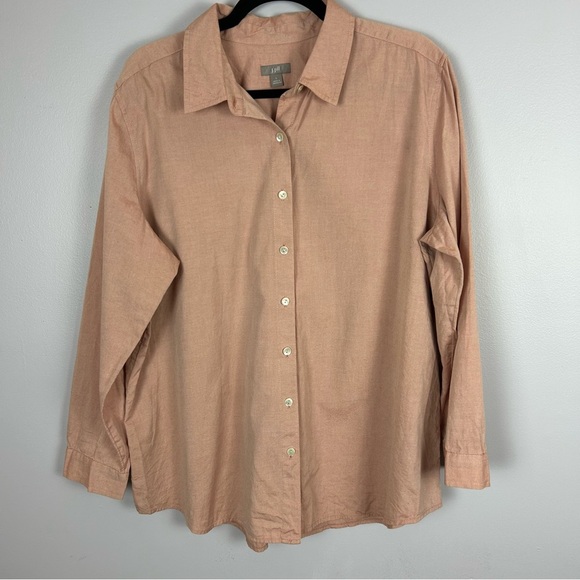J.Jill Stylish Tan Button-Up Shirt Size Large - Picture 2 of 11